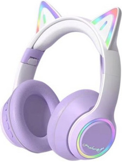 MKV217390 Ενσύρματα & Ασύρματα Bluetooth Παιδικά Ακουστικά Over Ear Λευκά Λιλά
