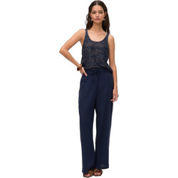 Vero Moda Ψηλόμεση Υφασμάτινη Γυναικεία Παντελόνα Relaxed Εφαρμογή με Λάστιχο Navy Μπλε 10305091