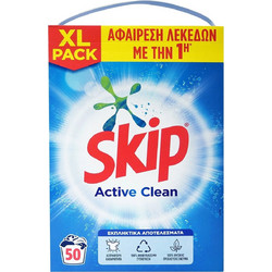 Skip Active Clean Σκόνη Πλυντηρίου 50 Μεζούρες