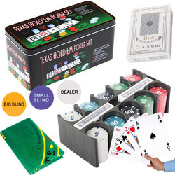 Verk Group Σετ 200 Αριθμημένες Μάρκες Poker σε Μεταλλικό Κουτί με 1 Τράπουλα & Τσόχα