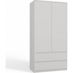 Topeshop Δίφυλλη Ντουλάπα Ρούχων Szafa Malwa Λευκή 90x50x180cm BKPL