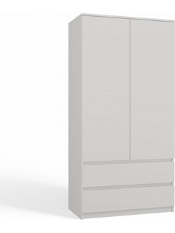 Topeshop Δίφυλλη Ντουλάπα Ρούχων Szafa Malwa Λευκή 90x50x180cm BKPL