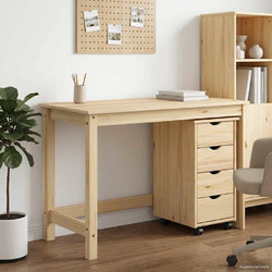 vidaXL Σετ Γραφείο Υπολογιστή από Μασίφ Ξύλο 75x50x112cm 3438774