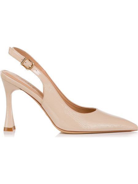 Primadonna Γόβες Slingback Λουστρίνι με Λεπτό Ψηλό Τακούνι Nude 41201VE