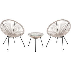 HomeMarkt Acapulco Σετ Τραπεζαρία Κήπου Rattan 3τμχ Μπεζ HM11861.03