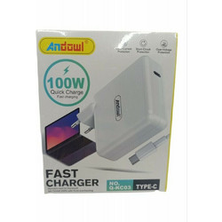 Andowl Q-KC03 USB-C Φορτιστής Laptop 100W με Ενσωματωμένο Καλώδιο Τροφοδοσίας