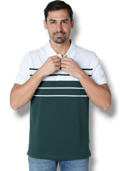 Frank Tailor Ανδρική Μπλούζα Polo Κοντομάνικη Λευκή Πράσινη FT835