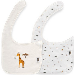 Interbaby Jirafa Savanna Σετ Αδιάβροχες Σαλιάρες Υφασμάτινες με Αυτοκόλλητο Λευκές 2τμχ