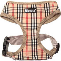 Pet Interest Plaid Mesh Σαμαράκι Σκύλου Γιλέκο Μπεζ Small