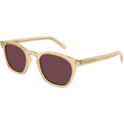 Saint Laurent SL28 055 Ανδρικά Γυαλιά Ηλίου Τετράγωνα Κοκάλινα Κίτρινα με Καφέ Φακό