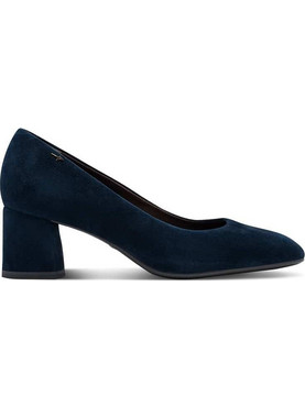 Tamaris Γόβες Suede με Χοντρό Χαμηλό Τακούνι Navy Μπλε 1-22437-47-807