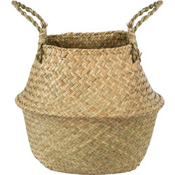 Globostar Ibiza Κασπώ Καλάθι Δαπέδου Ψάθινο Μπεζ Καφέ 23x30cm 20195