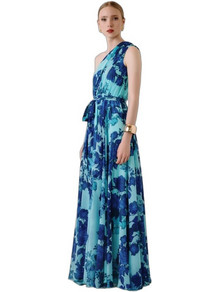 Desiree Maxi Καλοκαιρινό Φόρεμα για Γάμο / Βάπτιση Floral Γαλάζιο 08.44102