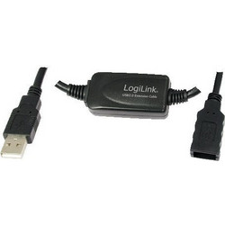LogiLink UA0145 Καλώδιο USB-A Male 2.0 to USB-A Female 15m Black