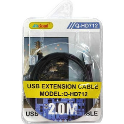 Andowl Q-HD712 Καλώδιο USB-A Male 2.0 to USB-A Female 2m Black