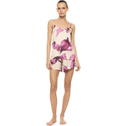 Pink Label Babydoll Καλοκαιρινό Σατέν Μπεζ Μωβ W1895