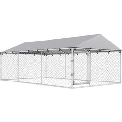 PawHut Πάρκο Σκύλου Μεταλλικό Γκρι 400x230x150cm
