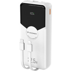 Wozinsky WFC-15W Power Bank 20000mAh 22.5W με Ενσωματωμένα Καλώδια USB-C & Lightning Power Delivery White