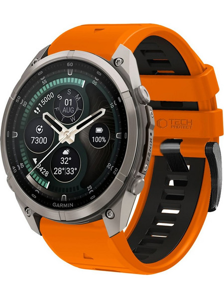 Tech-Protect Iconband Pro Λουράκι Σιλικόνης Orange / Black (Garmin Fenix 47mm)