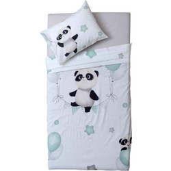 Anna Riska Panda Βρεφικό Σετ Πάπλωμα Κούνιας 160x120cm Λευκό