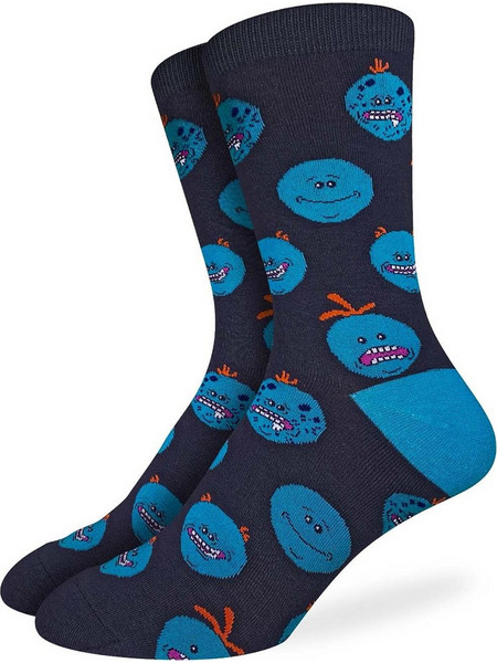 Good Luck Sock Rick and Morty Mr. Meeseeks Facial Expressions Ανδρικές Κάλτσες Ψηλές με Σχέδια Navy Μπλε GLS-1617