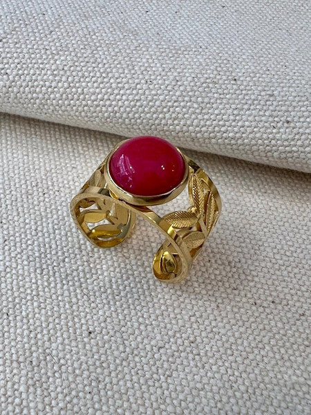 Blingbox The Vin Ring Γυναικείο Δαχτυλίδι από Ατσάλι Κόκκινο