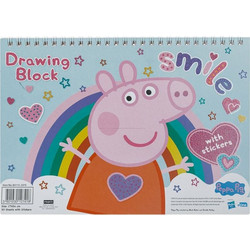 Peppa Pig Μπλοκ Ζωγραφικής B5 30 Φύλλων με Αυτοκόλλητα 1225805