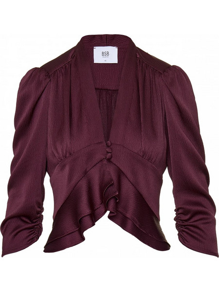 BSB Γυναικείο Χειμερινό Crop Top Σατέν Μπορντό 0156-0410011