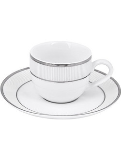 Oriana Ferelli Classic Σετ Φλιτζάνια Espresso & Ελληνικού Καφέ Πορσελάνης Λευκά Ασημί 90ml 6τμχ PR17310210
