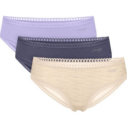 Sloggi Go Crush Βαμβακερά Γυναικεία Slip με Δαντέλα 3Pack 10219671-M026
