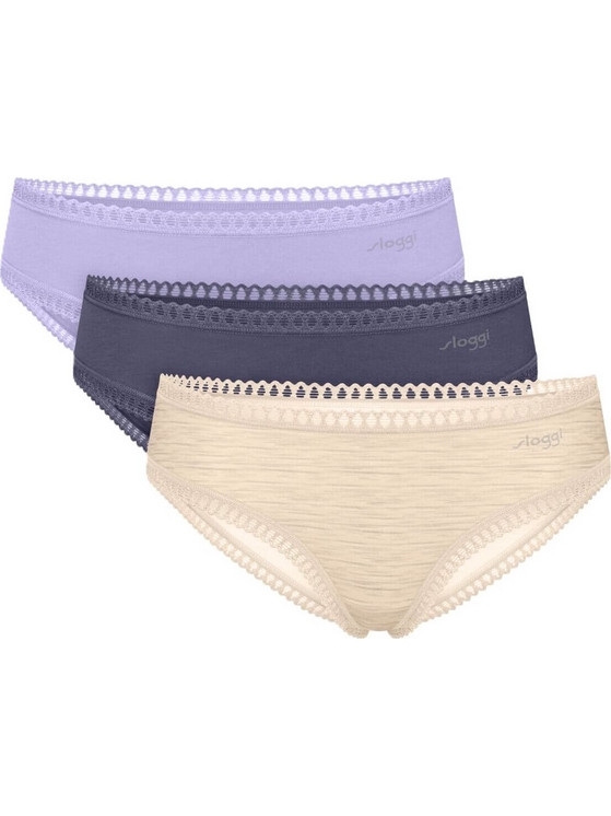 Sloggi Go Crush Βαμβακερά Γυναικεία Slip με Δαντέλα 3Pack 10219671-M026