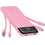 Charmast W1148 Power Bank 10000mAh με Ενσωματωμένα Καλώδια USB-C Lightning & micro USB Pink