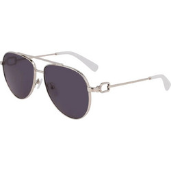 Longchamp LO178S-044 Γυναικεία Γυαλιά Ηλίου Aviator Μεταλλικά Ασημί με Μαύρο Φακό