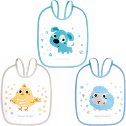 Canpol Babies Bunny & Company Σετ Αδιάβροχες Σαλιάρες Υφασμάτινες με Κορδόνι Γκρι Μπλε 3τμχ