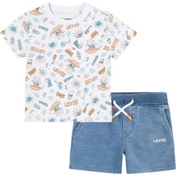 Levi's Βρεφικό Σετ για Αγόρι Καλοκαιρινό Λευκό Royal Blue 6EK37-W1T