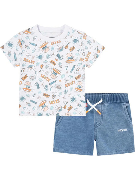 Levi's Βρεφικό Σετ για Αγόρι Καλοκαιρινό Λευκό Royal Blue 6EK37-W1T
