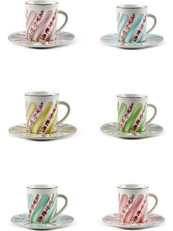 Stewe Home Σετ Φλιτζάνια Espresso & Ελληνικού Καφέ Πορσελάνης Πολύχρωμα 90ml 6τμχ STE-037758-P37758