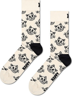 Happy Socks Βαμβακερές Γυναικείες Κάλτσες Εκρού με Σχέδια P002737-1000