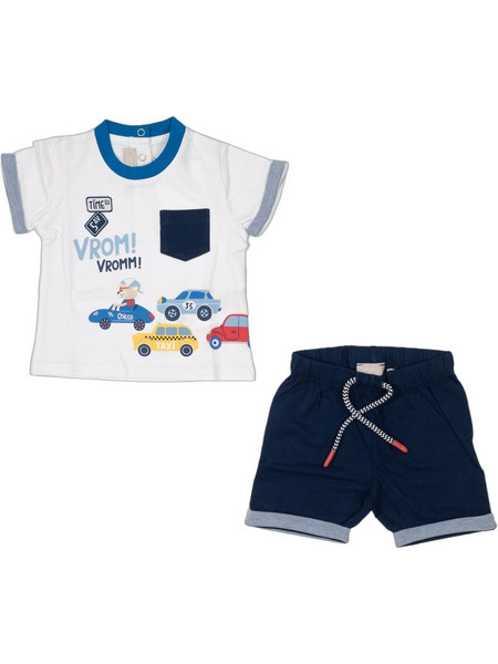 Chicco Βρεφικό Σετ για Αγόρι Καλοκαιρινό Λευκό Navy Μπλε 76634-085