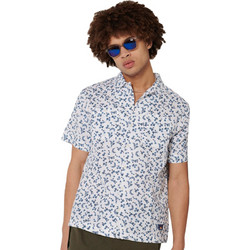Superdry Ανδρικό Πουκάμισο Βαμβακερό Κοντομάνικο Κανονική Γραμμή Γαλάζιο M4010354A-QC1
