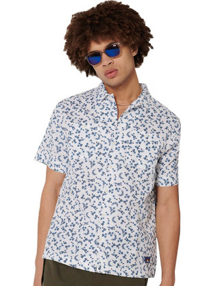 Superdry Ανδρικό Πουκάμισο Βαμβακερό Κοντομάνικο Κανονική Γραμμή Γαλάζιο M4010354A-QC1