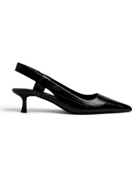 MTNG Γόβες Slingback Λουστρίνι με Λεπτό Χαμηλό Τακούνι Μαύρες 55764-C60897