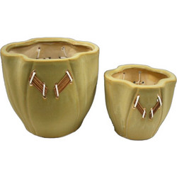 MarHome Σετ Κασπώ Πήλινα Κίτρινα 17x15cm 2τμχ 06-10522