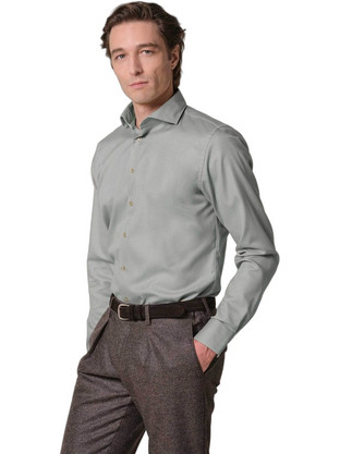 Profuomo Ανδρικό Πουκάμισο Twill Slim Fit Πράσινο Ανοιχτό PPXH30007D