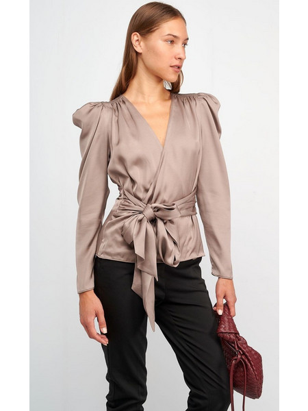 MY Tiffany Wearables Γυναικείο Χειμερινό Κρουαζέ Top Σατέν Μπεζ W22T4018