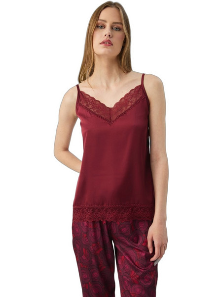 Minerva Γυναικείο Χειμερινό Lingerie Top Σατέν Μπορντό 90-53563-294