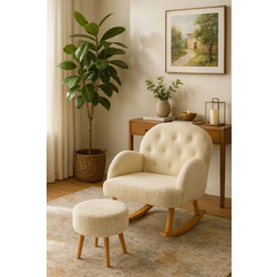 Stewe Home Πολυθρόνα με Υποπόδιο Μπεζ 999842