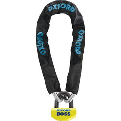 Oxford Boss46 Αντικλεπτική Αλυσίδα Μηχανής με Κλειδαριά 150cm 12mm Μαύρη Κίτρινη