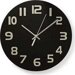 NEDIS CLWA006GL30BK Circular Wall Clock, 30 cm Diameter, Easy To Read Numbers, B NEDIS