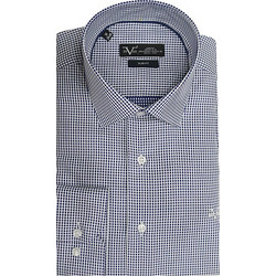 Versace 19V69 Verona 11.25 Ανδρικό Πουκάμισο Βαμβακερό Καρό Μακρυμάνικο Κανονική Γραμμή Μπλε